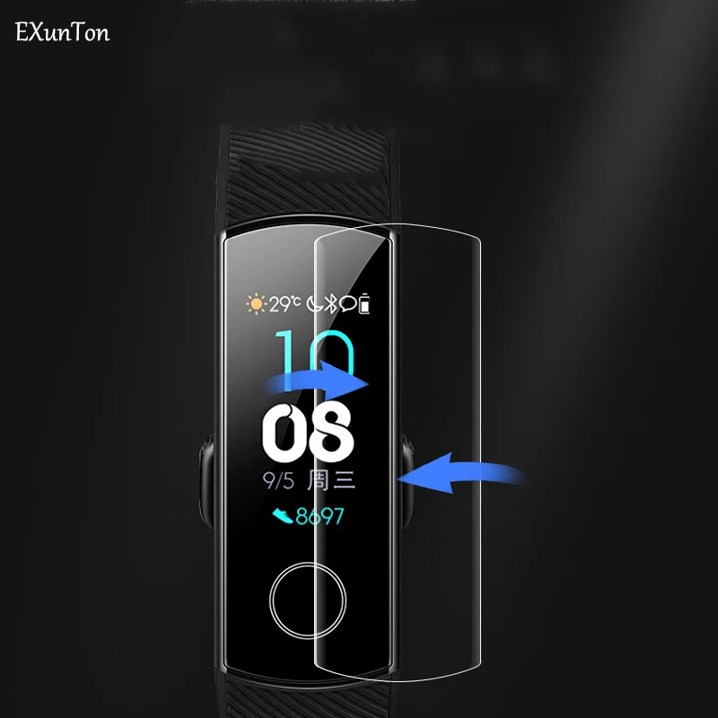 

EXUNTON 5PCS/Lot Super Clear Soft TPU Protective Film For Huawei Honor Band 4 Band4 Running Youth Smart Watch Wristband Film
