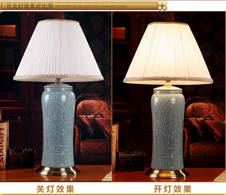 Jingdezhen Chinese creative ceramic table lamp bedroom study living room dining room decoration vintage chinese table lamp (3)