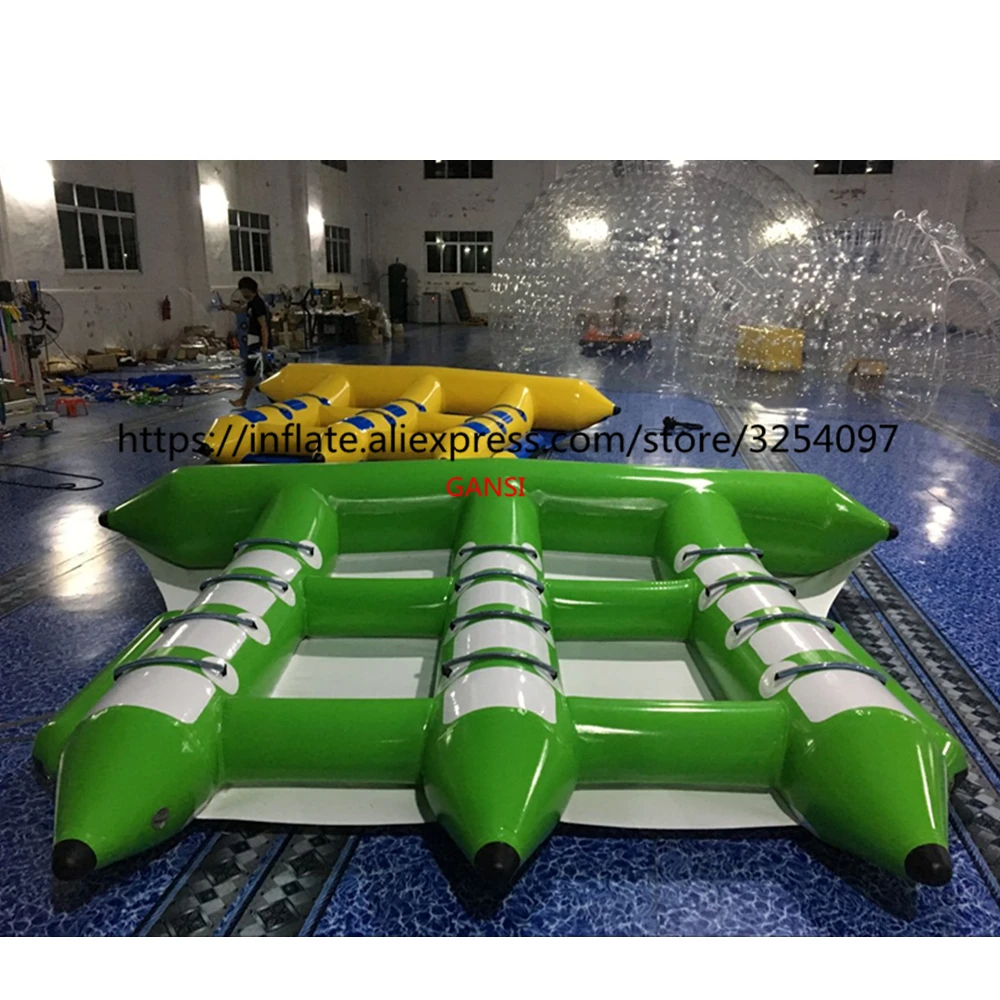 Inflatable Sea Flying Fish Tube Towable Water Play Games Inflatable Fly Fish Boat With 12 Seats