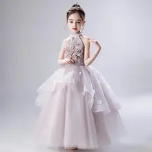 Платье принцессы для девочек; вечерние платья с аппликацией и блестками; платье с цветочным узором для девочек; платье для свадьбы, дня рождения; одежда; Modis Vestidos; Y1498