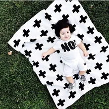 5 шт./партия детское одеяло хлопок черный белый кролик крест вязаный диван манты покрывало Детский подарок 100X70 см