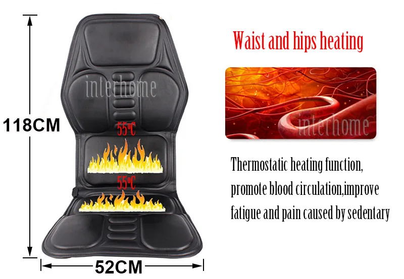 Высокое качество электрическое автомобильное сиденье Массажная Кожаная подушка нагревательный массаж шейки шеи спины бедер ног домашний стул массажер