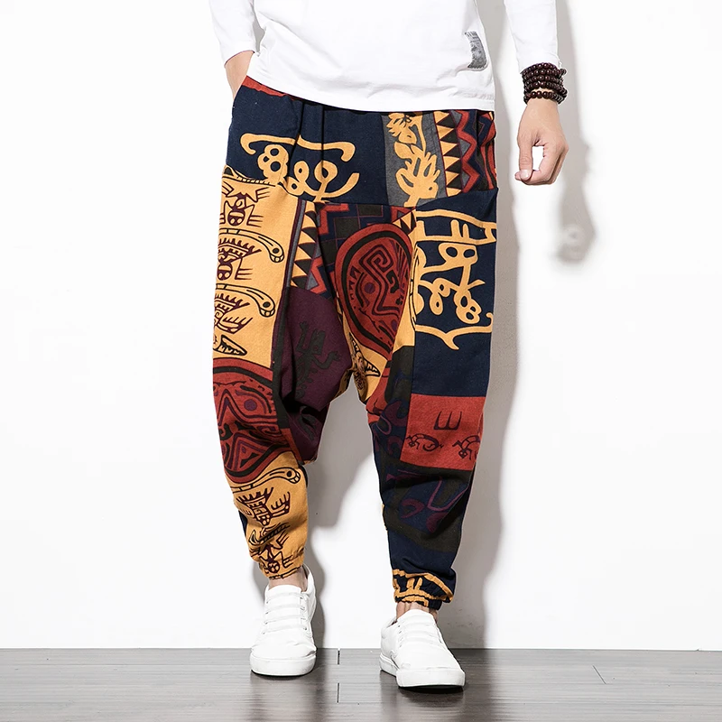 Высококачественные мужские штаны с принтом, спортивные штаны для бега, мужские спортивные штаны в стиле хип-хоп, китайский стиль, японский характер - Цвет: color1
