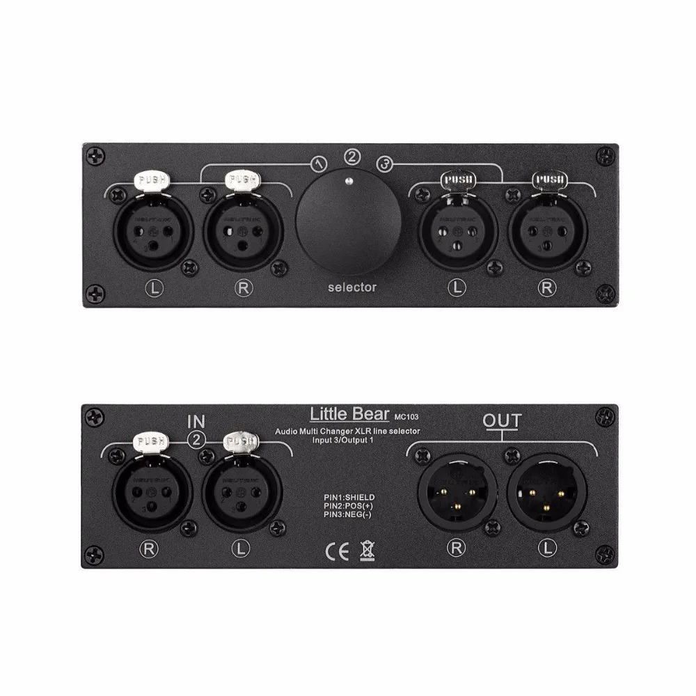 Стерео аудио переключатель Little Bear MC103 3(1) IN 1(3) OUT XLR Balance Пассивный Селекторный
