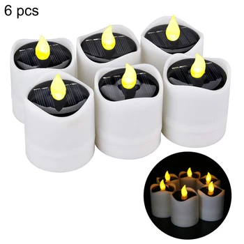 

6PCS Solar Flickering Flameless LED Tea light Flicker Tea Candle Light Party Wedding Candels Safety Home Decoration