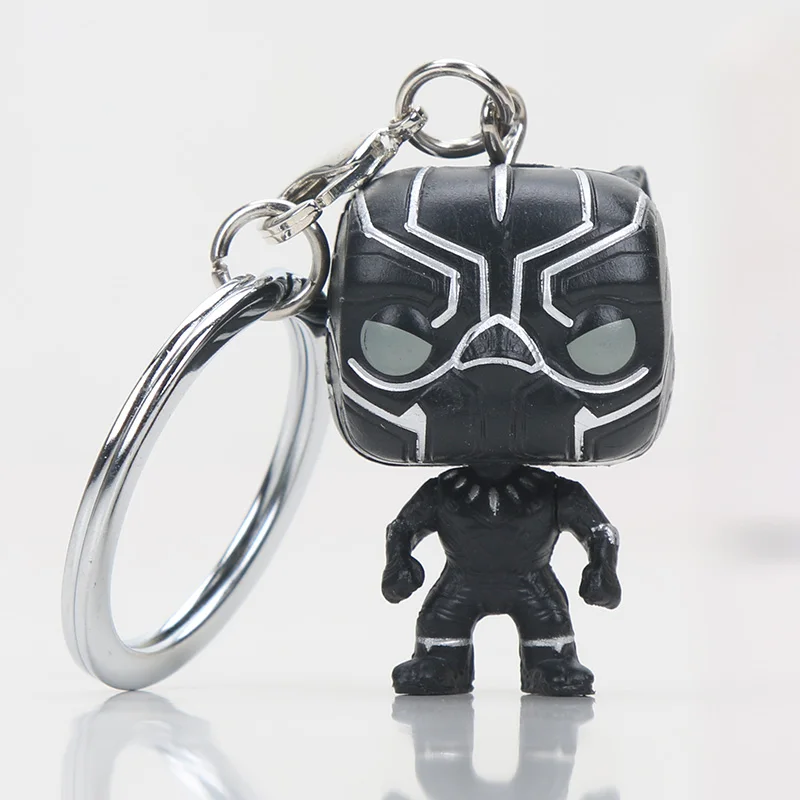 BlackPanther keyring Дэдпул Человек-паук Черная пантера качающаяся голова ПВХ фигурка Коллекция Модель Дети кукла игрушка Подарки - Цвет: BlackPanther keyring