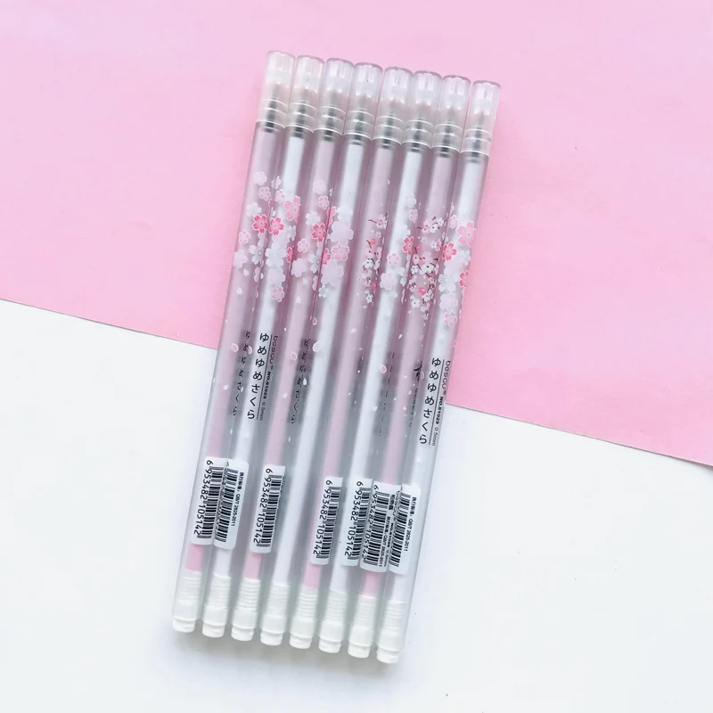 

10X Romantic Crystal Penholder Sakura Gel Pen Rollerball Pen School Supply Stationery Kids Gift Black Ink 0.5mm