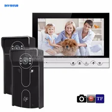 DIYSECUR 9inch Video Record/Photograph Video Door Phone Doorbell Waterproof HD RFID Camera Home Security Intercom System 2V1