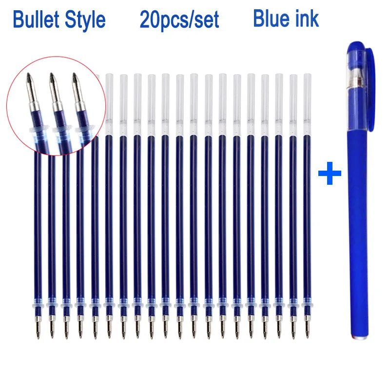 20 шт+ 1 ручка, гелевая ручка, заправка 0,5 мм, шариковая ручка с точечным наконечником, подпись в офисе, стержень для ручек, красные, синие, черные чернила, канцелярские принадлежности для офиса, школы