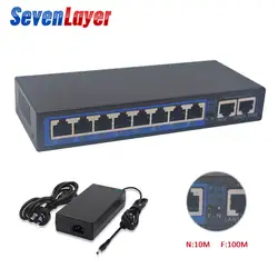 POE коммутатор 1 волоконный порт 8 Порты RJ45 gigabit Ethernet 2 Uplink Fast Ethernet switch10 * RJ45 10/100 M