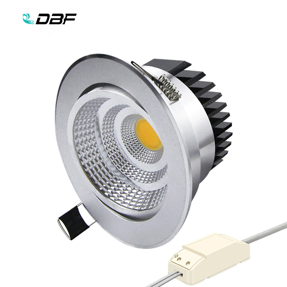 

[DBF] Silver Ultra gorgeous Dimmable LED COB Downlight AC110V 220V 6W/9W/12W/15W Recessed LED Spot Light Decoration Ceiling Lamp