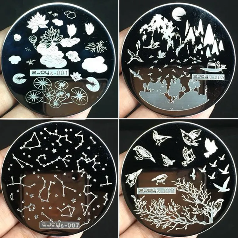 1 шт. (5 6 см) Nail Art Stamp шаблон штамповочных плит ZJOYs 01 65 кружевные круглые маникюрные