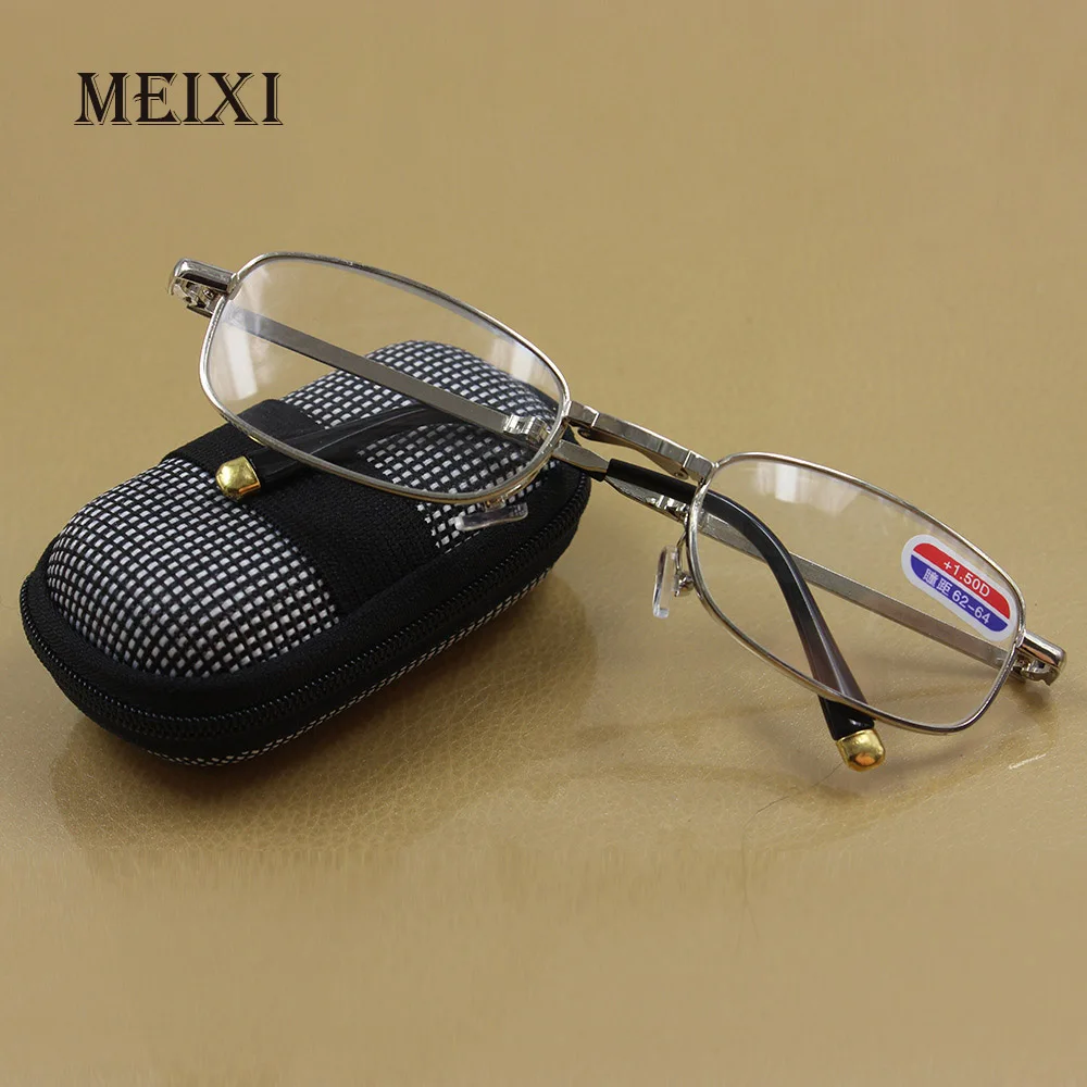 Foldable Clear Men Women Reading Glasses zipper Case with Belt Clip