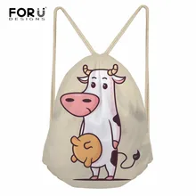FORUDESIGNS/женские водонепроницаемые сумки на шнурке с принтом коровы, студенческие школьные сумки на шнурке, сумка для мальчиков и девочек, Mochila Feminina