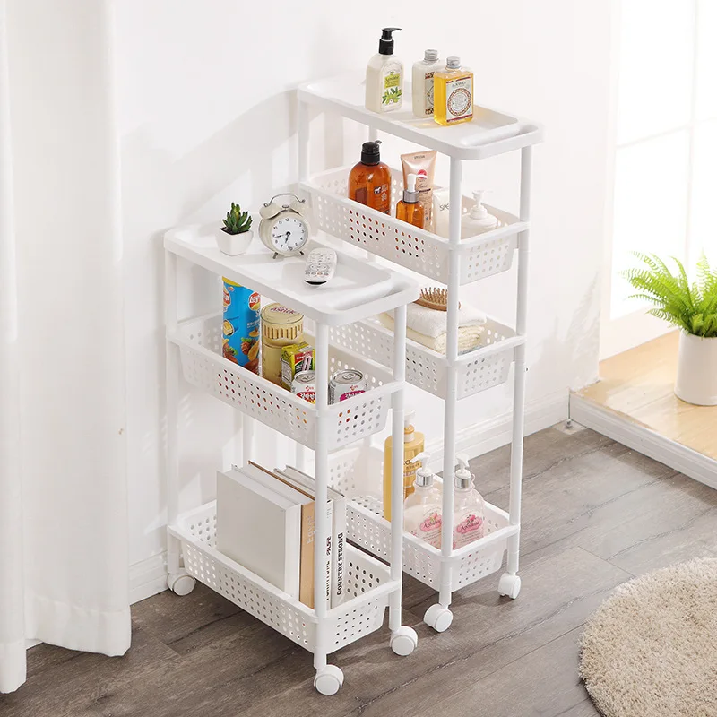 

2019 New Kitchen Organizer Cocina Mutfak Plastic Shelf Home Storage Seam Shelves For Cabinet Folding Rack Sundries Three-layer