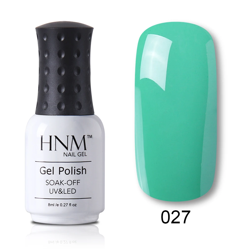 027 HNM 8 мл УФ-гель для ногтей черный, белый, красный, розовый, зеленый, желтый, синий цвет полуперманентный лак замочить от DIY Дизайн ногтей маникюр - Цвет: 027