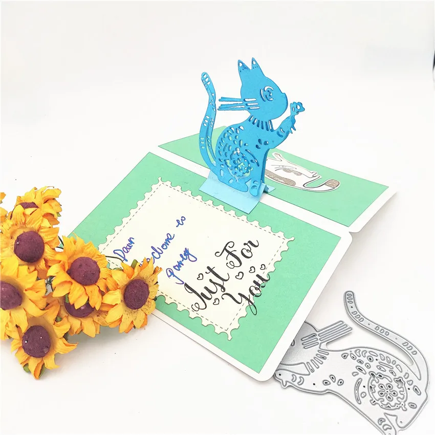 

AZSG Praying cat Cutting Dies for DIY Scrapbooking die Decoretive Embossing Stencial DIY Decoative Card die cutter