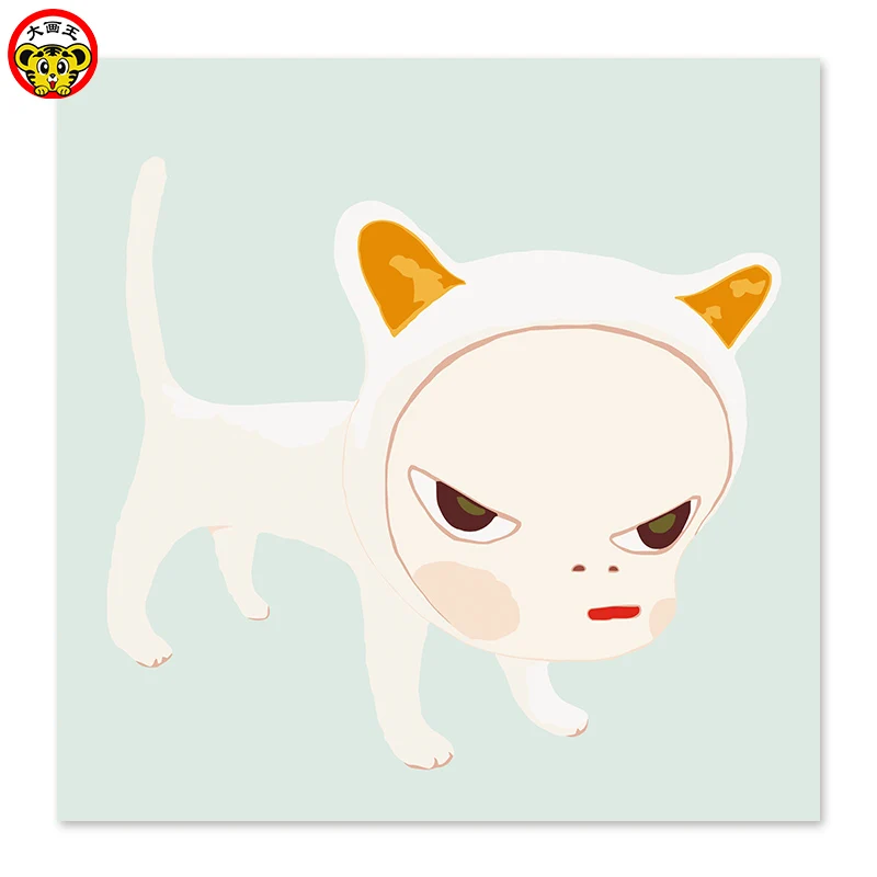 

painting by numbers art paint by number Personality, unhappy, not the same, strange puppy, so fierce DIY , drawi