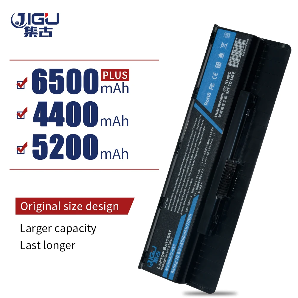 Цена JIGU font b Laptop b font Battery For Asus N46 N56 N76 N46VJ N46VM N46VZ N56DP N56VJ N56VM N56VZ N76VJ R500VD N76VZ N76VM A32 N56 6Cells