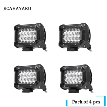 

ECAHAYAKU 4Pcs Three rows 5inch LED Light Bar 54W Spot Lamp 12V 24V IP68 for ATV SUV Work Light Truck Led Work Light Bar Offroad