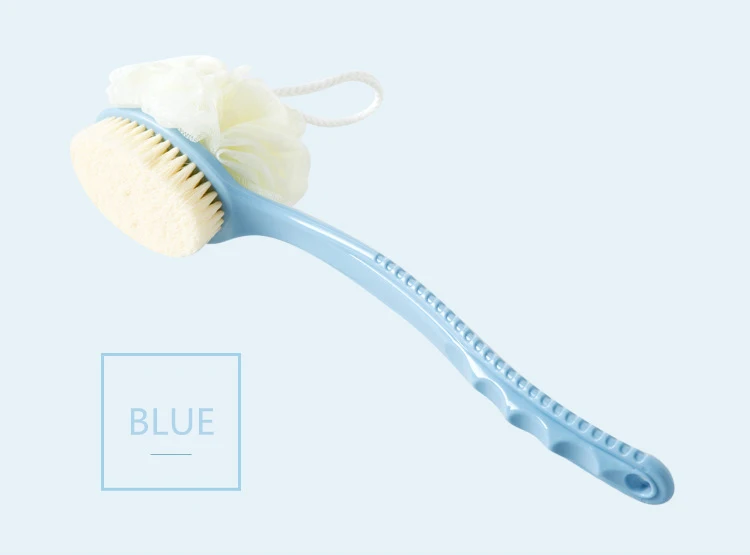 Мягкая длинная ручка щетка для ванны щетка для чистки тела Ванна цветок два в одном щетка для тела Баст Wisp скребок для спа массажные щетки - Цвет: Blue