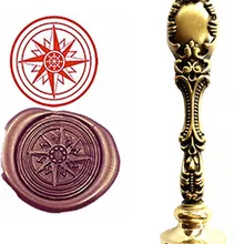 Компас запечатывание винтажное изображение на заказ логотип роскошный воск уплотнение штамп латунь Павлин металлическая ручка подарочный набор