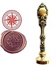Compass Sealing Vintage Custom Picture Logo Luxury Wax Seal Sealing Stamp Brass Peacock Metal Handle Gift Set