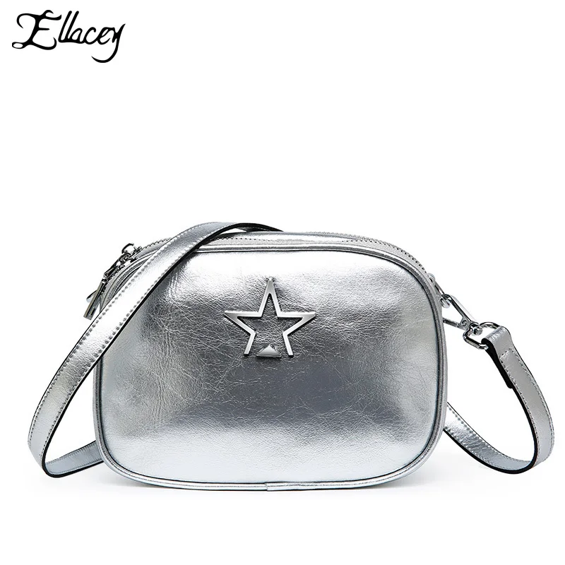 

Ellacey 2018 Split Leather Clutch Purse Women's Messenger Bag Mini Onw Shoulder Crossbody Bag Women's Casual Shell Bag Female