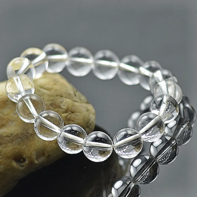 MOROW Hot Natural Ice White Crystal Round Beads Stone Bracelet Womens Fashion Charm Elastic Bracelets Jewelry for Pulseira Gift (9)