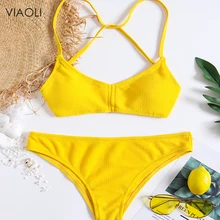 Комплект бикини, цельный, желтый, коричневый, бикини, пуш-ап, купальник, сексуальный, низкая талия, женский купальник, купальники, женские костюмы, бикини, простой