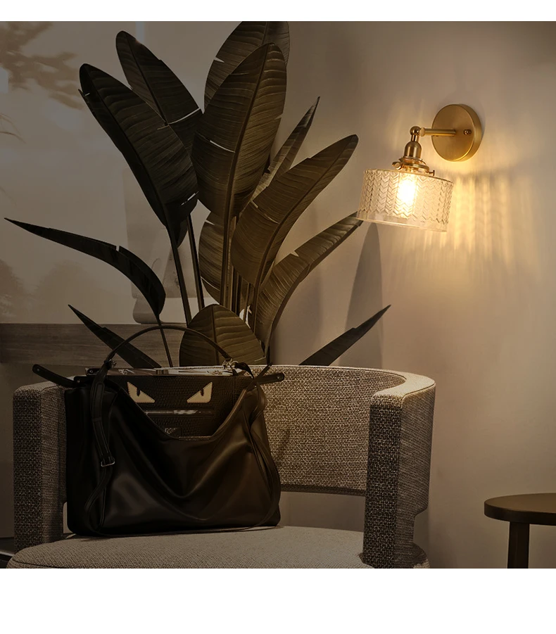 Lâmpada de Parede com Ondulações Graus para Cima e para Baixo para o Quarto Bronze Forma Vidro Ângulo Rotação 270 Sala Estar Iluminação Interior el 13 cima e para baixo para o quarto