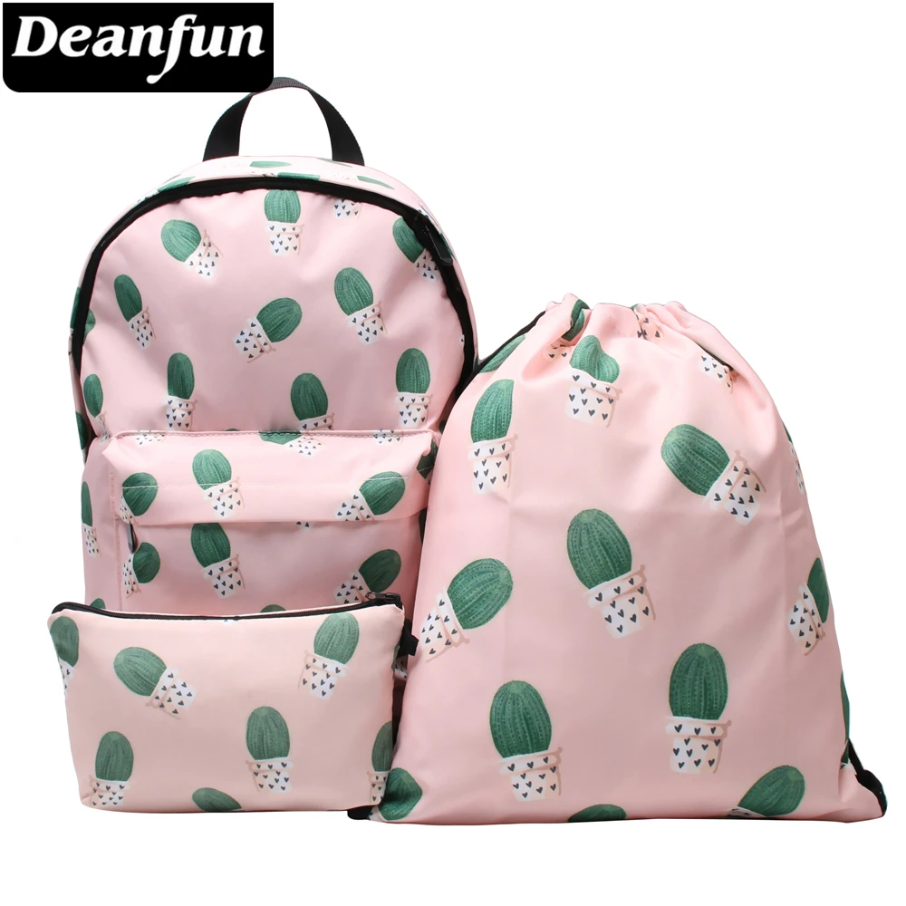 Рюкзак Deanfun для девочек 3 шт./компл. кактус розовый с 3D принтом|Рюкзаки| |