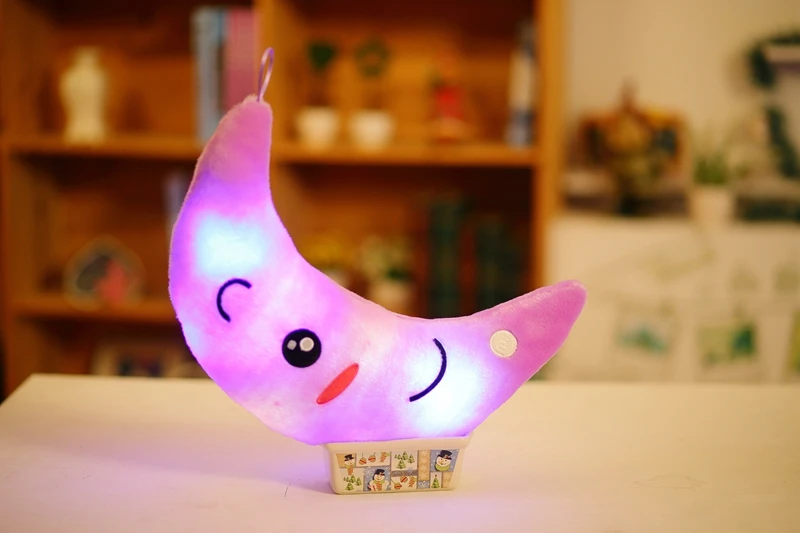 1 шт. 35 см светящаяся Луна плюшевая игрушка kawaii светодиодный светящаяся Подушка Мягкие игрушки для детей Рождественский подарок