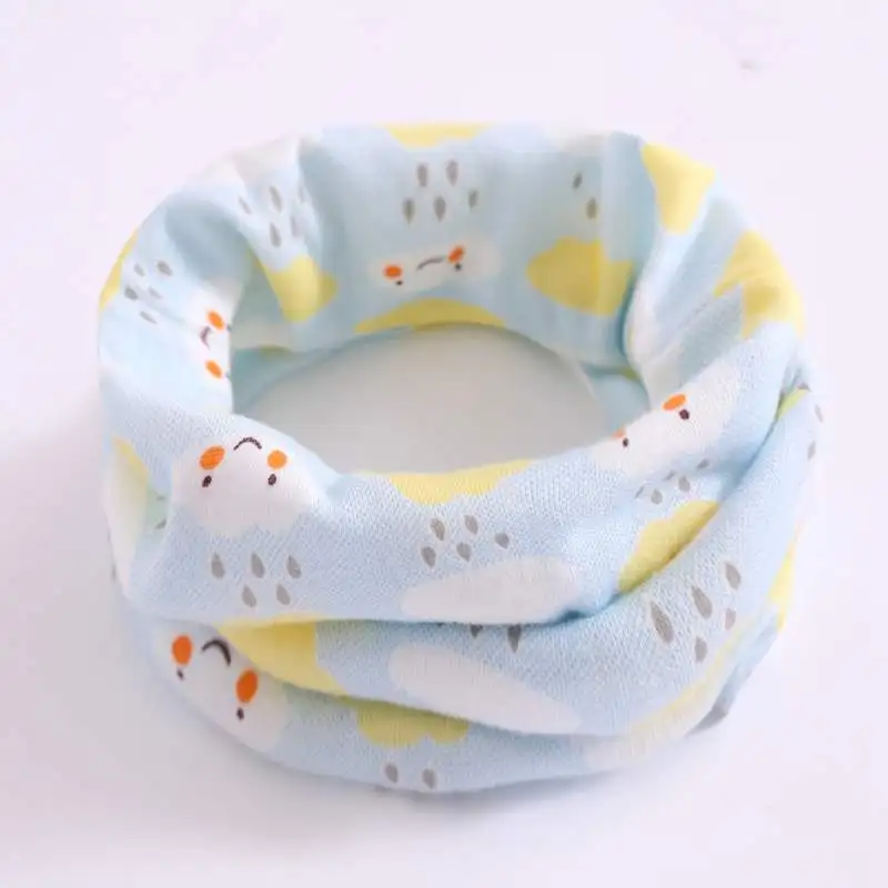 New Warm Cotton Baby Scarf Winter Autumn Baby Bibs Cute Cartoon Newborn Baby Boy Girl Scarf Collar Neck Scarf for Kids Children - Цвет: blue cloud