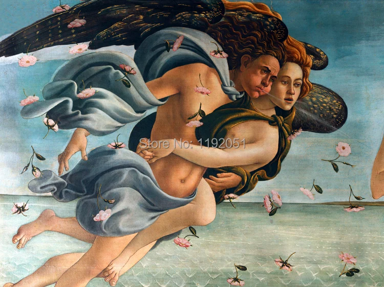 

Nude scenery paintings canvas prints seascape mythological couples detailed from Sandro Botticelli The Birth of Venus, c.1485