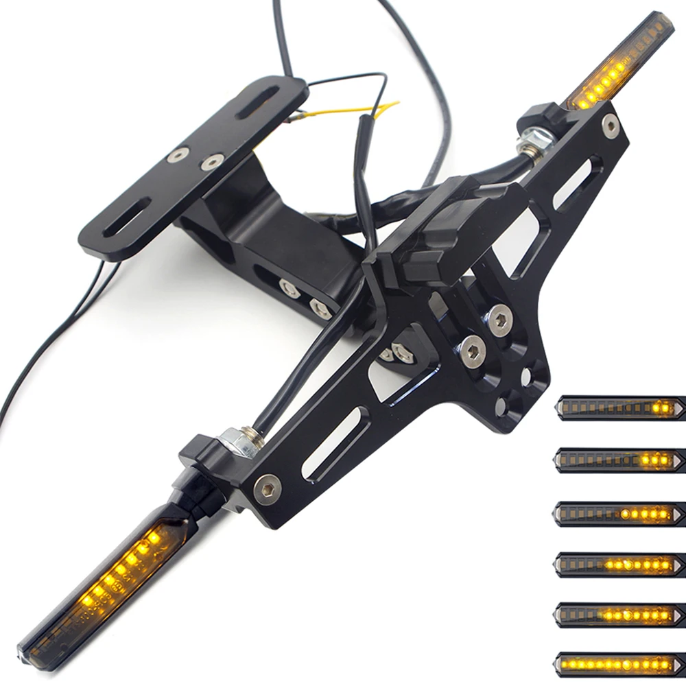 

CNC Motorcycle License Plate Holder Flowing turn signal light For Kawasaki z1000 vulcan s versys 650 versys ninja 650 ninja 400