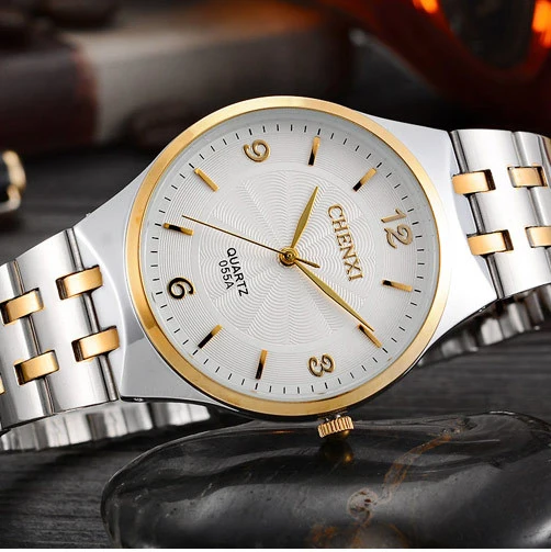 Пара часы для мужчин и женщин бизнес мужчин кварцевые роскошные коммерческие мужские из нержавеющей стали CHENXI ремешок кварцевые наручные часы