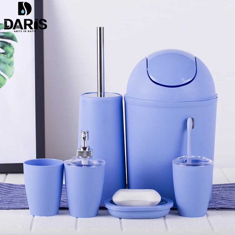 SDARISB 6PCS Solid Luxury Plastic Bathroom Accessories Set Wash Suit Shell Bath Set Tumbler Toothbrush Holder Set Bath Storage