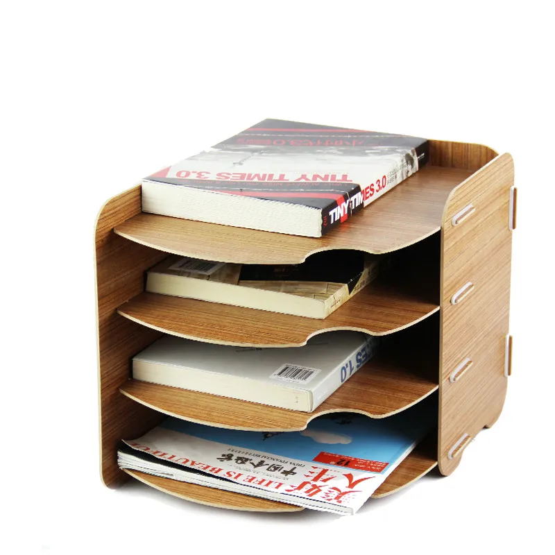 

Free shipping wood large desktop rack box A4 paper multi-layer propaganda data rack books holder