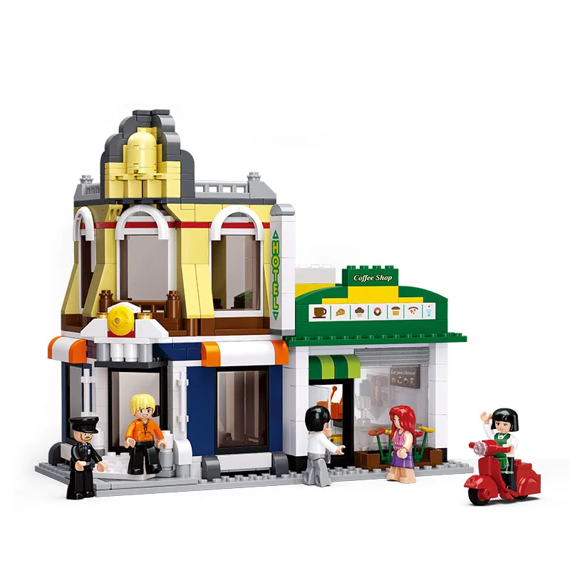Coffee shop Hotel Bricks Toys Sim City Street view Forge Big World Building Blocks Kids Set Model Gifts Compatible Friends | Игрушки и