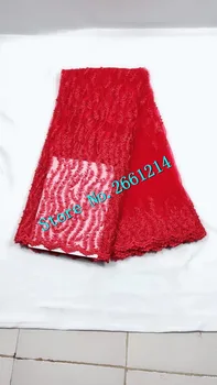 

Red color African French Lace Fabric High Quality BZL-82973 African Tulle Lace Fabric For Wedding with beads