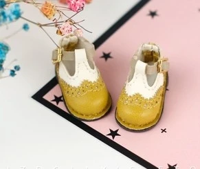 1 пара 3 см Blyth Dolls T-stripe кожаные туфли карамельного цвета Doug для Azone Momoko Lati JerryBerry Holala 1/6 аксессуары для кукол - Цвет: yellow