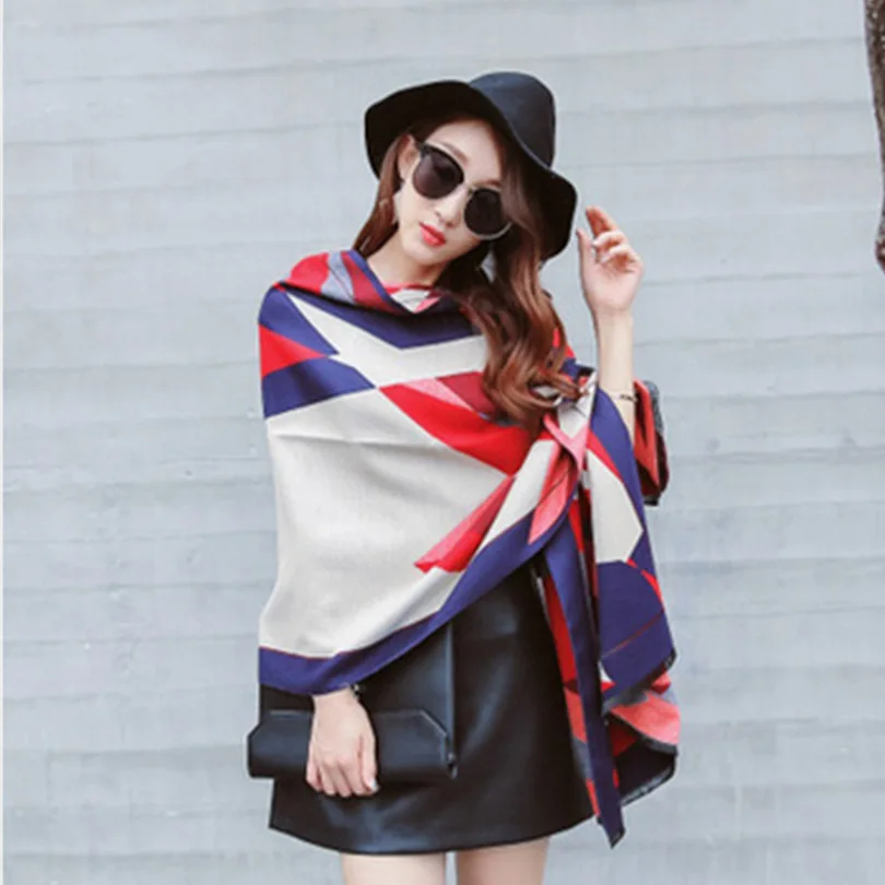 European Style Multicolor Ladies Scarf Cashmere Pashmina Winter Female Shawl 190 65cm Luxury Brand Soft font