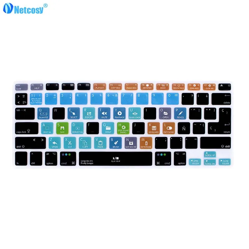 Netcosy испанская клавиатура для Macbook Pro A1278 Air 13 Ableton Final Cut Pro X фотошоп резиновая крышка