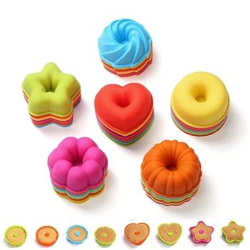 

Silicone Molds for Muffin, Reusable Cupcake Liners Donut Pans,Non-stick Baking Cups Colorful Fondant Cake Decorating Tools