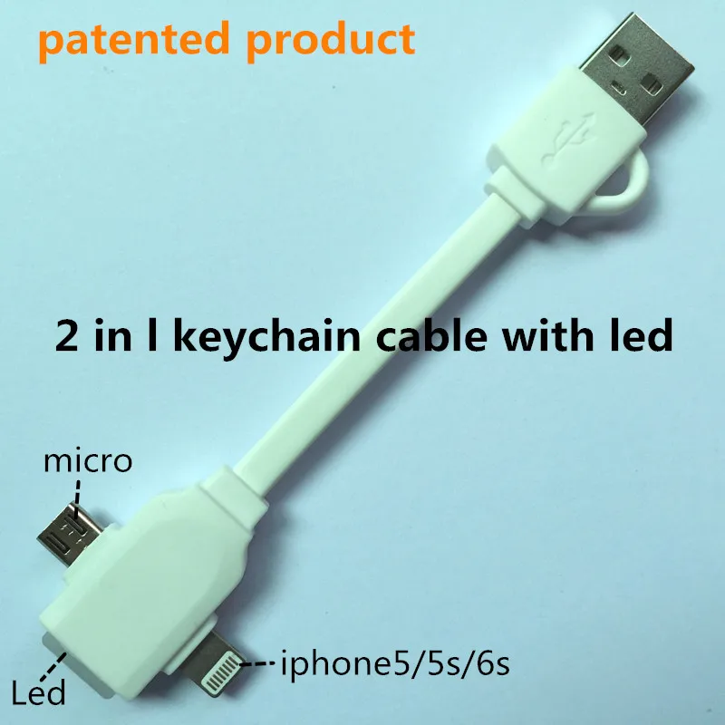 2 in 1 keychain usb cable with font b led b font both charging and data