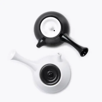 

Ding kiln ceramics Side Handle teapot Office teapot Matte glaze Creative modern Black and white Kung Fu Teaware Christmas Gift