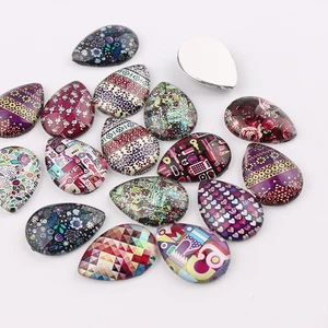 Капля воды микс Стиль Сердце 16 шт. стекло кабошон 18x25 мм Flatback купол основа для установки кабошона DIY аксессуары ювелирные изделия - изображение