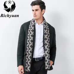 Для мужчин зимний шарф Элитный бренд классический Бизнес теплые кашемировые клетчатый шарф мягкой кисточкой Этническая шаль Обёрточная