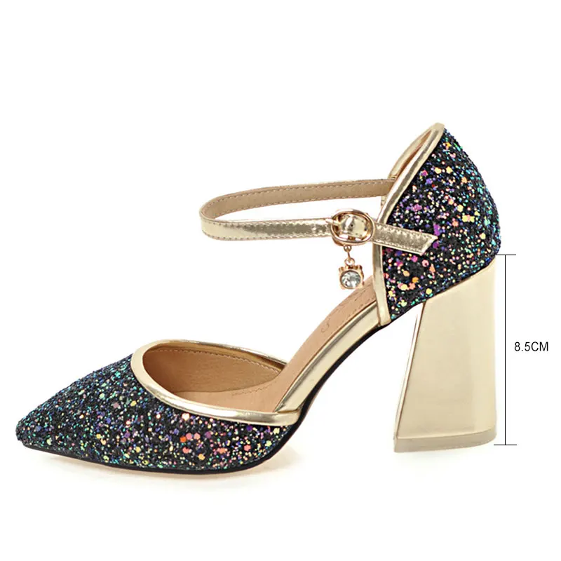 Pointu white Pompes Talon Cheville 46 2018 pink Chaussures À La Bureau Fanyuan black 32 Partie Sandales Taille Bout Épais Bride Hauts Talons Footwears Femmes Beige SfpqYwT